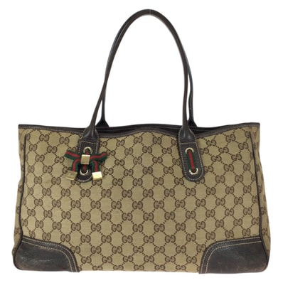 GUCCI グッチ シェリーライン プリンシー ベージュ ブラウン ゴールド金具 GGキャンバス レザー/ トートバッグ ハンドバッグ 600975 【中古】