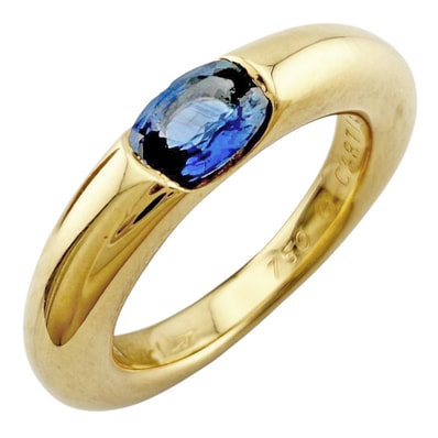 カルティエ エリプス リング 指輪 10号 18金 K18イエローゴールド サファイア レディース CARTIER 中古