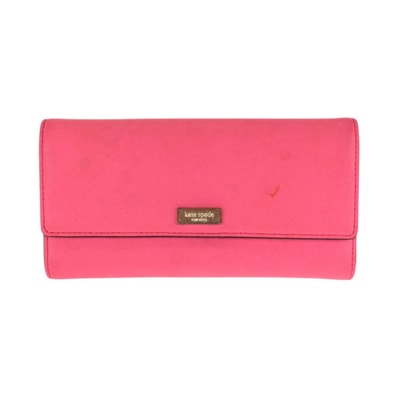 Kate Spade ケイトスペード ピンク ゴールド金具 レザー 長財布 ロングウォレット 602625 【中古】