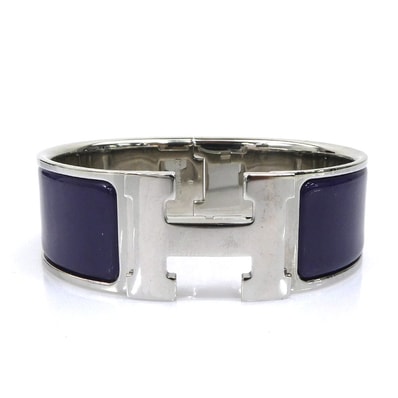 エルメス HERMES バングル ブレスレット クリッククラック メタル/エナメル シルバー/パープル レディース【中古】 e62153a