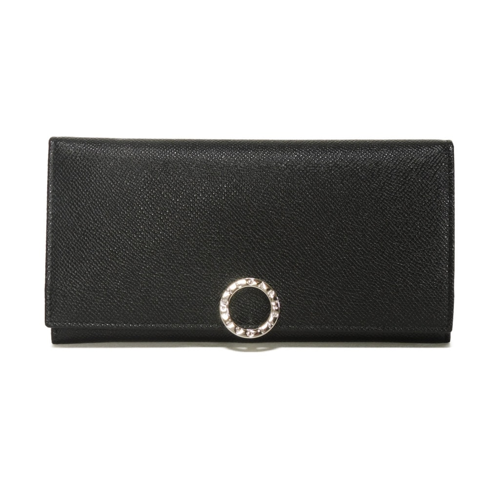 BVLGARI ブルガリ クリップ ラージ ウォレット グレイン カーフ ブルー バイカラー コンパートメント 札入れ カードケース パスケース コインケース 小銭入れ RFID ICチップ 未使用 BB ロゴ リング ブラック 長財布 30412
