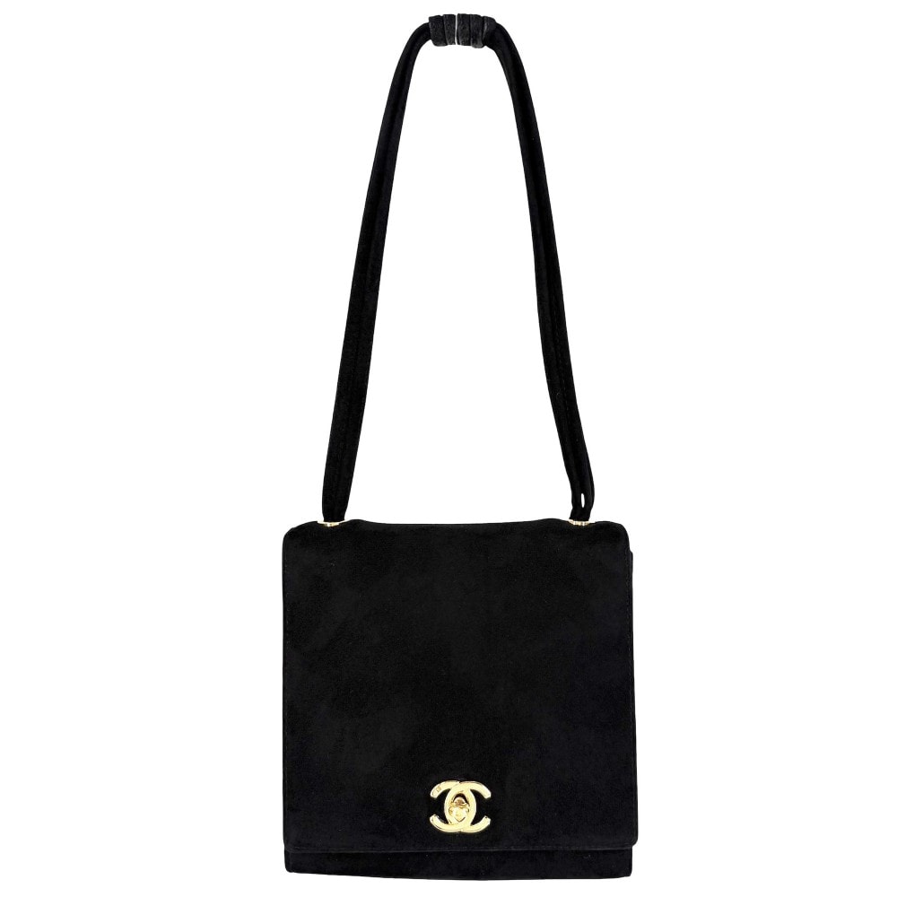 CHANEL シャネル ハンドバッグ ココマーク ミニバッグ スエード ヴィンテージ ベロア    ブラック 黒 ゴールド金具 レディース【中古品】