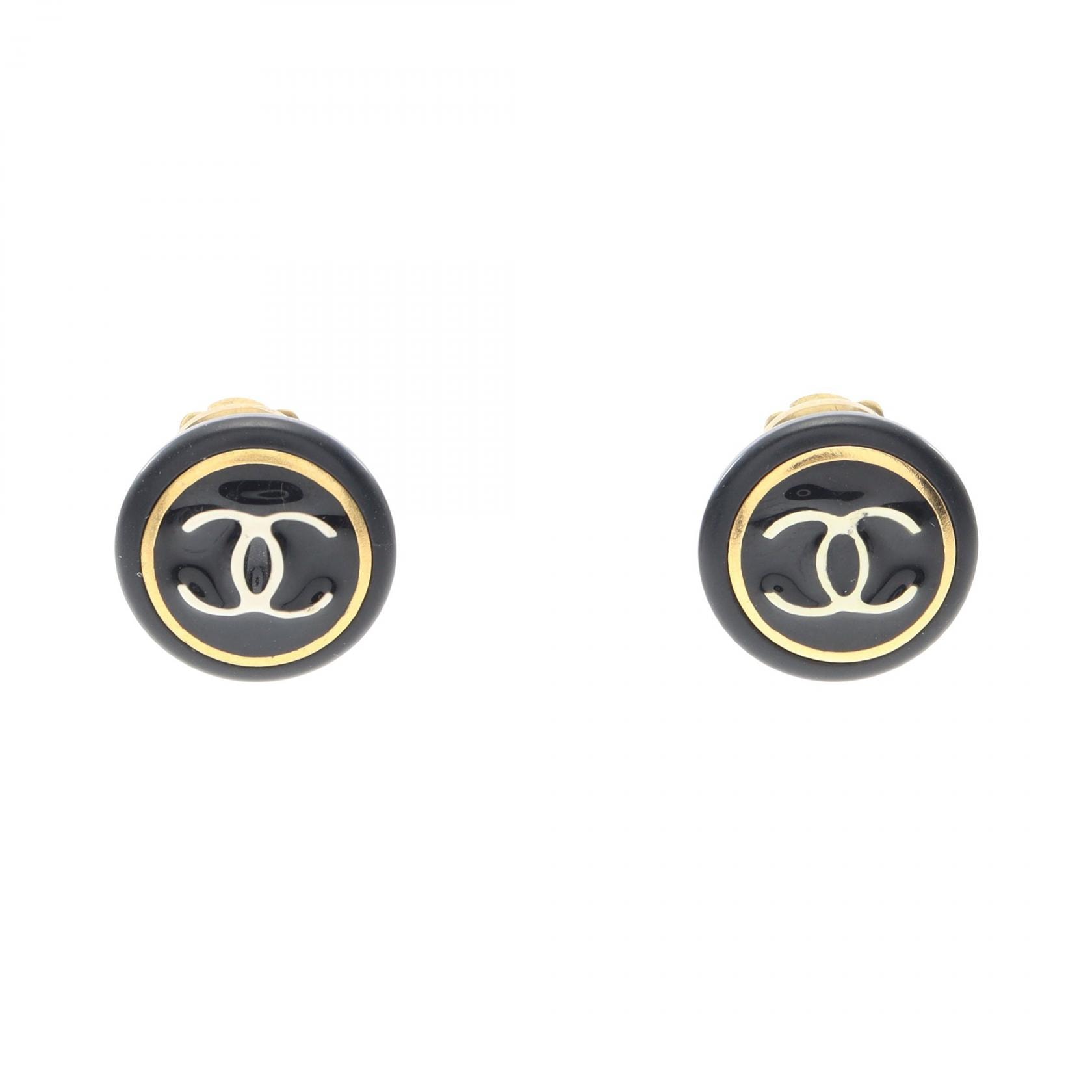 シャネル CHANEL ココマーク イヤリング ジュエリー GP(ゴールドメッキ) プラスチック レディース ブラック系 / ゴールド系 【中古】