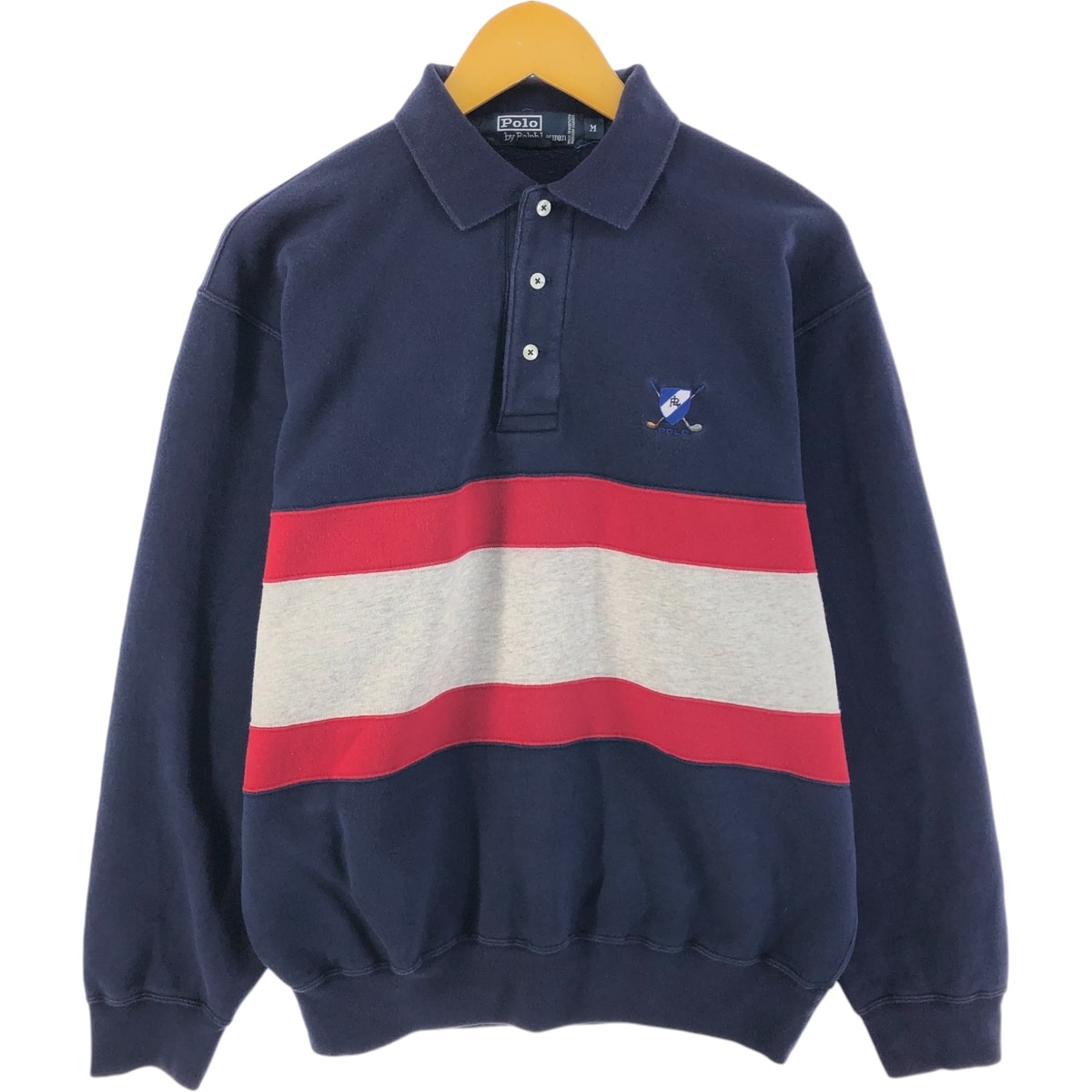 古着 ラルフローレン Ralph Lauren POLO by Ralph Lauren 襟付きハーフボタン スウェットシャツ トレーナー メンズXL相当/eaa524017