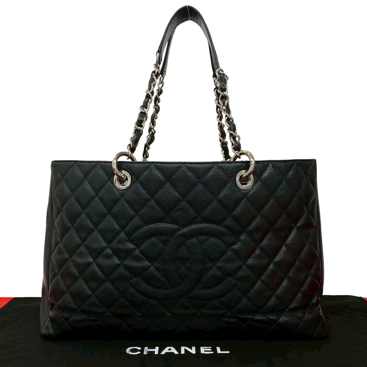 CHANEL シャネル マトラッセ ココマーク キャビアスキン トートバッグ ブラック
 62270