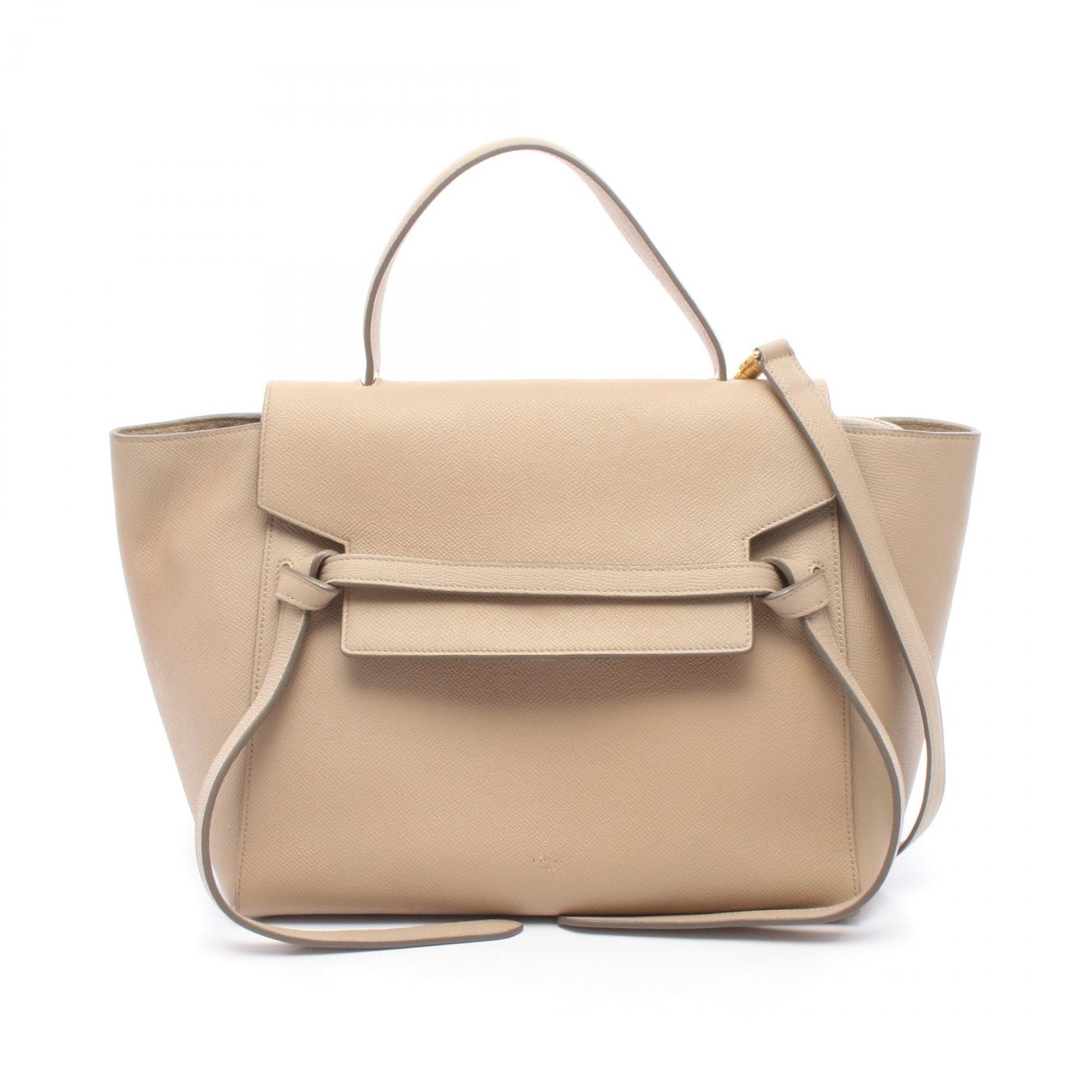セリーヌ CELINE BELT BAG MINI ベルトバッグ ミニ 2WAY ハンドバッグ バッグ レザー レディース ベージュ系 176103 【中古】