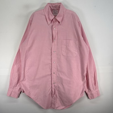 古着 ブルックスブラザーズ Brooks Brothers 長袖シャツ USA製 Makers ボタンダウン M ピンク系 無地 メンズ