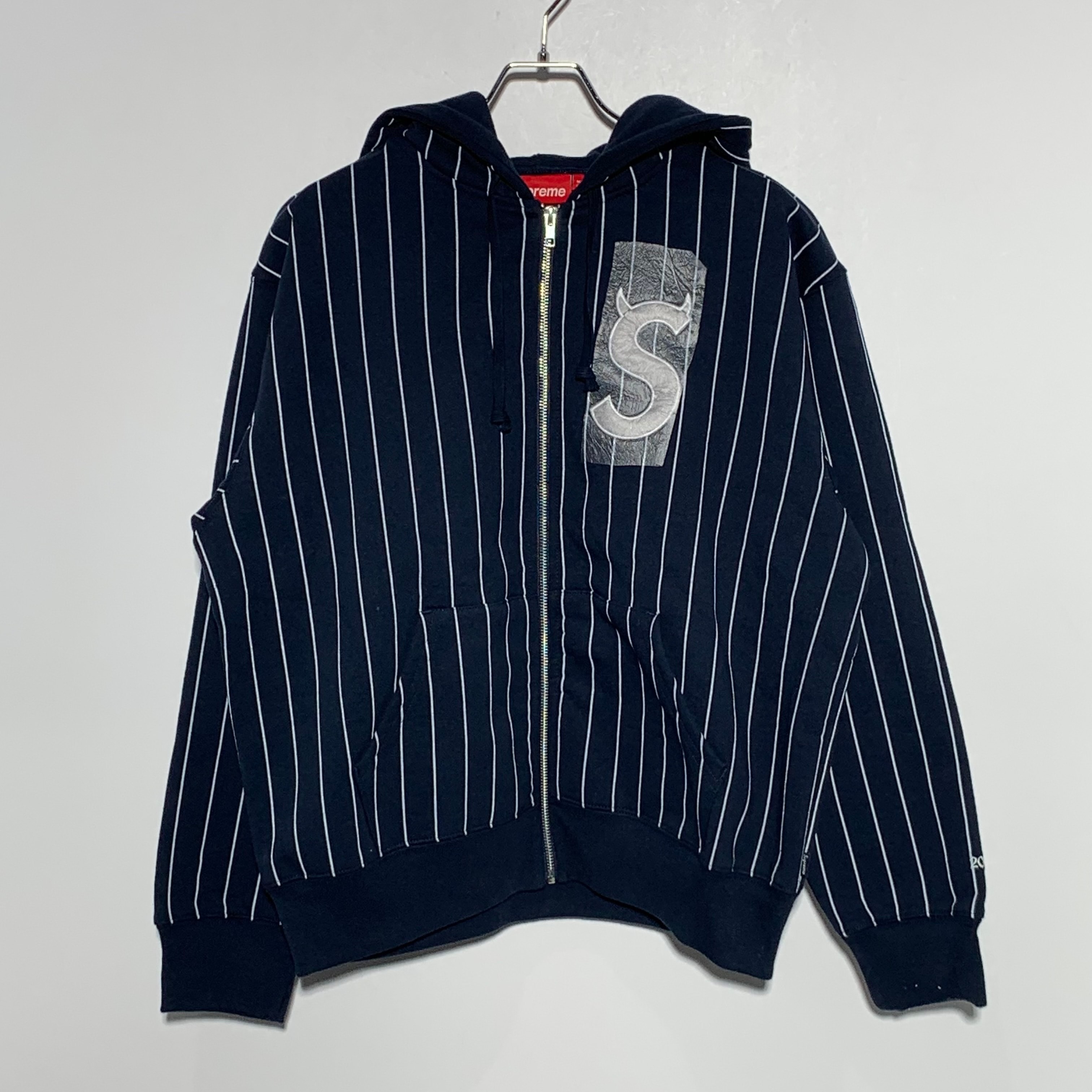 Supreme Devil S Logo Zip Up Hooded Sweatshirt "Stripe"