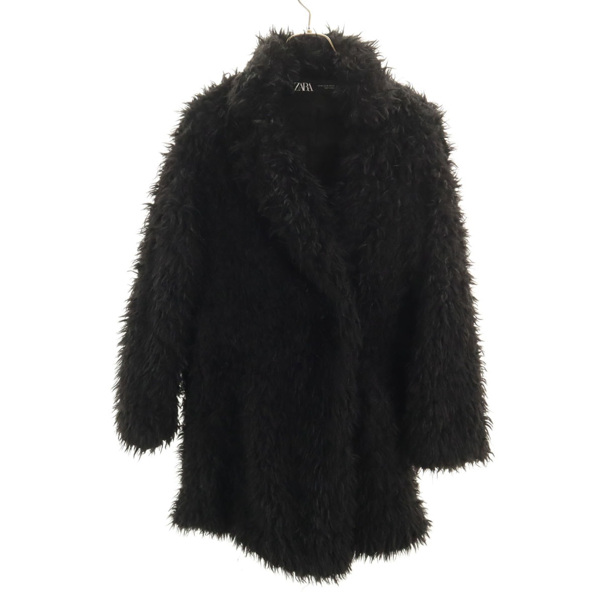 ZARA ザラ フェイク ファーコート XS ブラック
