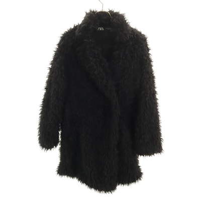 ZARA ザラ フェイク ファーコート XS ブラック