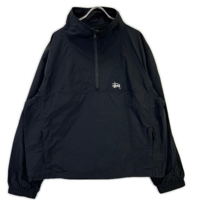 ステューシー ブラック 115878 ナイロン WARM UP PULLOVER ジャケット XL