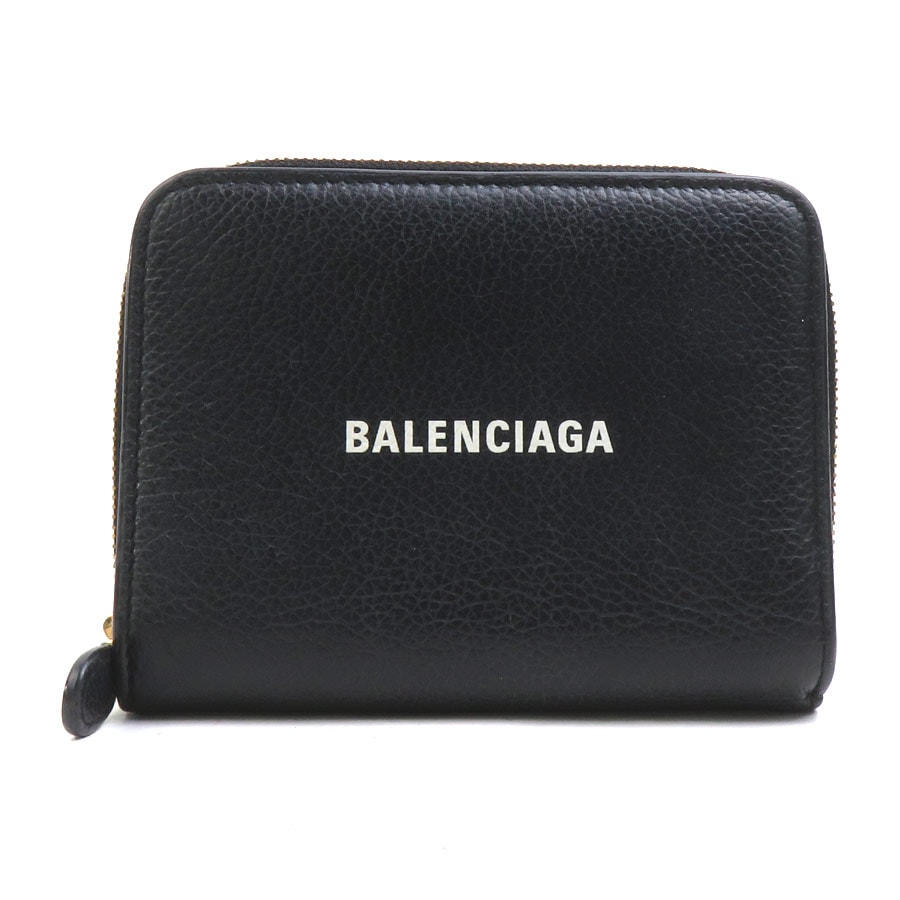 バレンシアガ BALENCIAGA 二つ折り財布 レザー ブラック ユニセックス 650871【中古】 r11174a