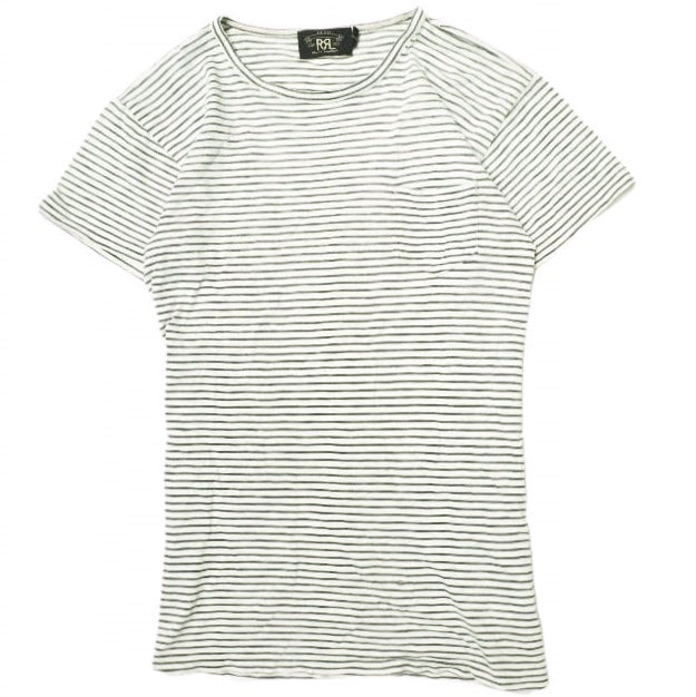 RRL ダブルアールエル S/S BORDER POCKET TEE SHIRTS ボーダーポケットTシャツ 782537019001 S WHITE/BLACK Double RL 半袖 クルーネック トップス g22838