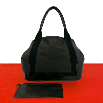 BALENCIAGA バレンシアガ ネイビーカバス XS レザー キャンバス トートバッグ ブラック
87602