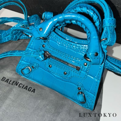 BALENCIAGA バレンシアガ ネオ クラシック シティ ナノ 2WAY ショルダー ハンド バッグ ブルー ★美品★ ★袋付★