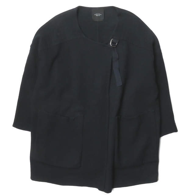 UNUSED アンユーズド 日本製 Collarless Coat BIGシルエット ウールノーカラーストラップコート US1213 3 ネイビー アウター g8879