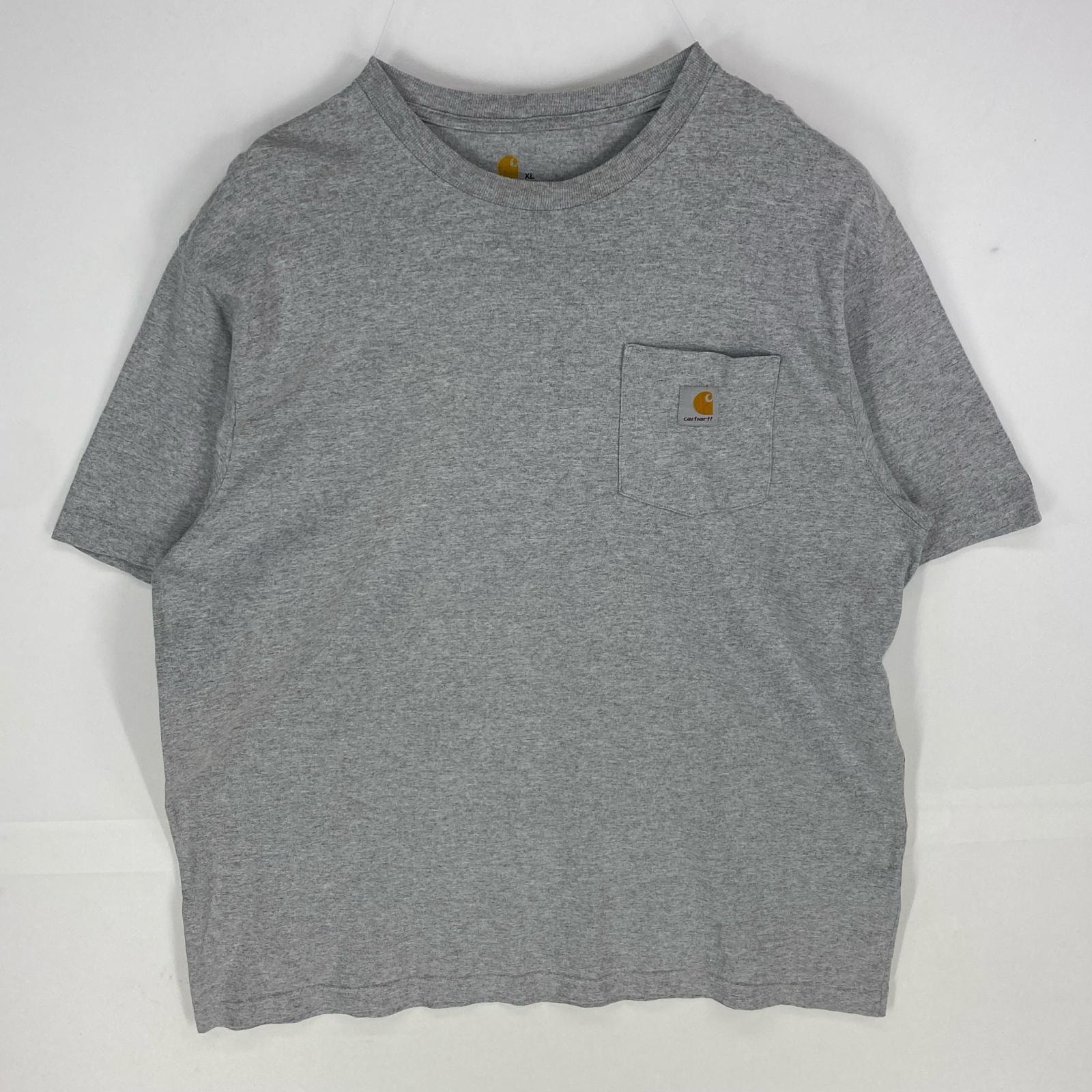 古着 カーハート Carhartt 半袖Tシャツ ワンポイント 胸ポケット ショートスリーブ ロゴ XL  グレー系 メンズ