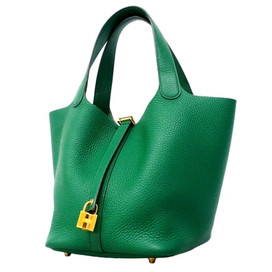 ★SALE【6hc1618】エルメス ハンドバッグ ピコタンロックMM トリヨンクレマンス ミント ゴールド金具 W刻印【中古】レディース