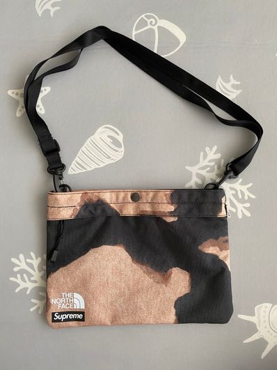 Supreme x The North Face Bleached Denim Print Shoulder Bag "Black"