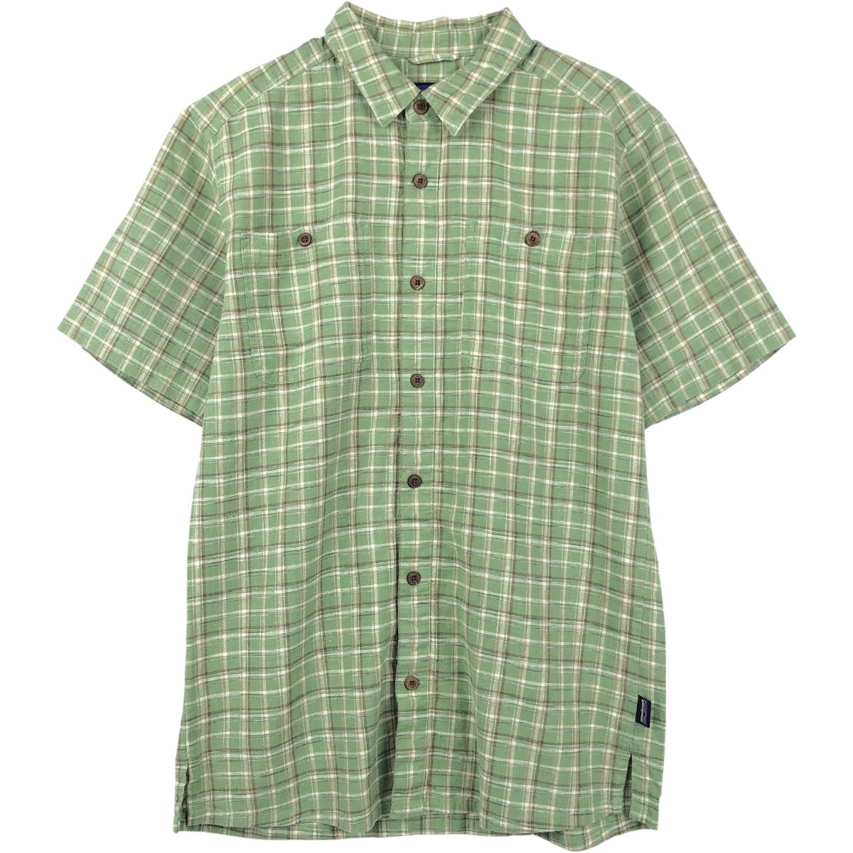 古着 パタゴニア Patagonia バックステップシャツ 53139SP19 チェック柄 半袖 コットン×ヘンプシャツ ボックスシャツ メンズS相当/eaa659107