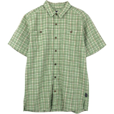 古着 パタゴニア Patagonia バックステップシャツ 53139SP19 チェック柄 半袖 コットン×ヘンプシャツ ボックスシャツ メンズS相当/eaa659107