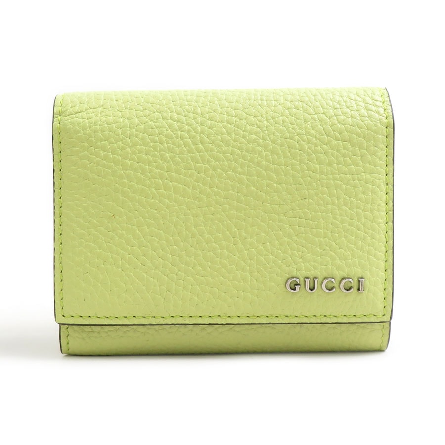 グッチ GUCCI 二つ折り財布 レザー ライトイエロー ユニセックス 771210【中古】 r11455a
