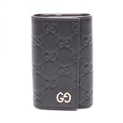 グッチ GUCCI グッチシマ 6連 キーケース アクセサリー レザー メンズ ブラック系 473924 【中古】