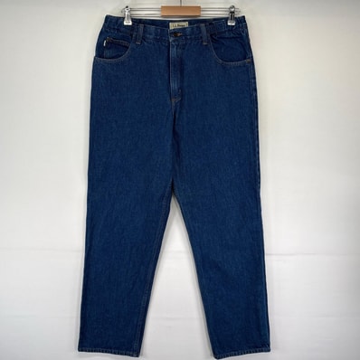 古着 エルエルビーン L.L.Bean デニム パンツ アジャスター付 テーパード ジーパン 5ポケット W34L32 ブルー系 メンズ