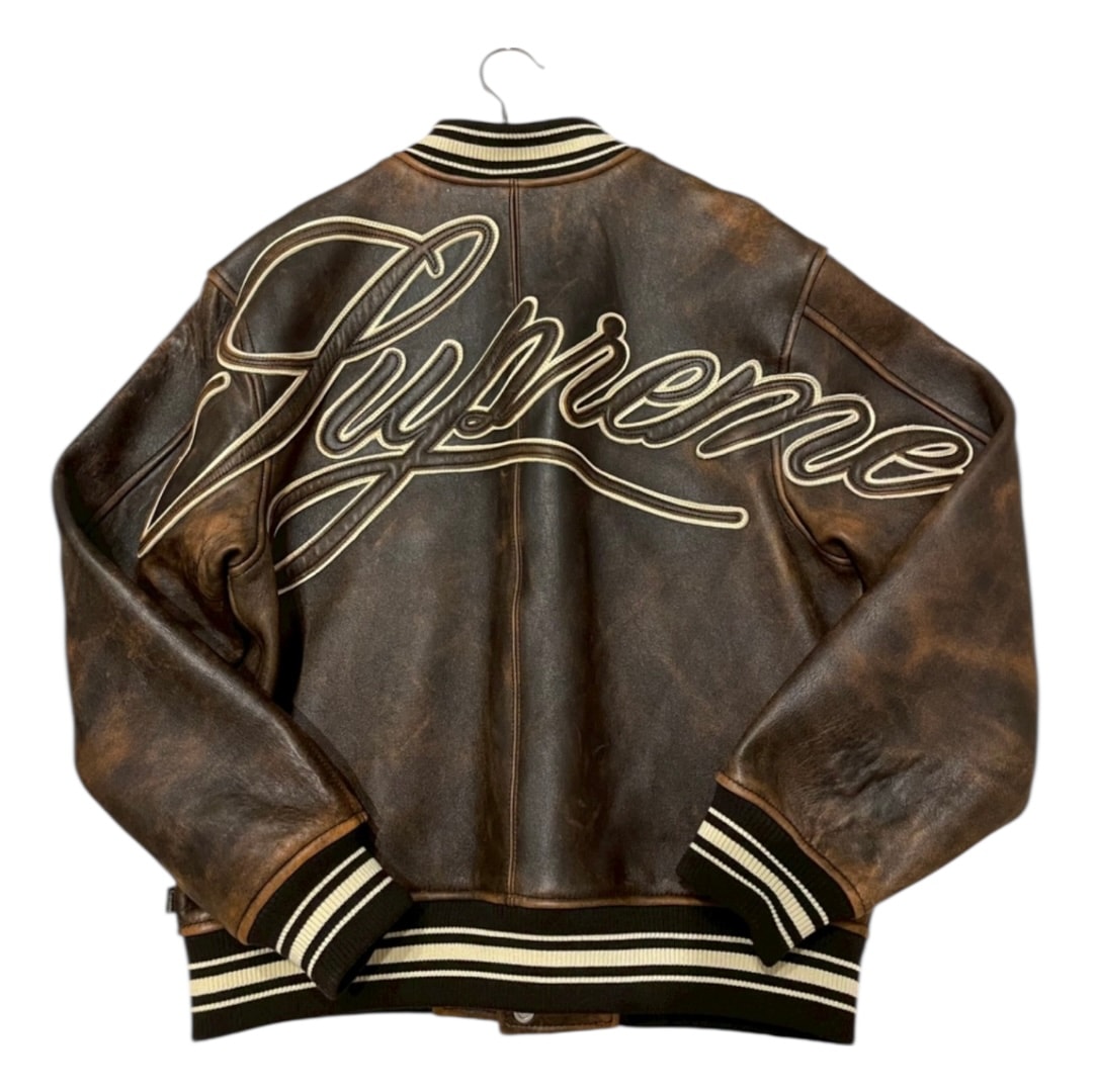 Supreme Leather Varsity Jacket "Black"