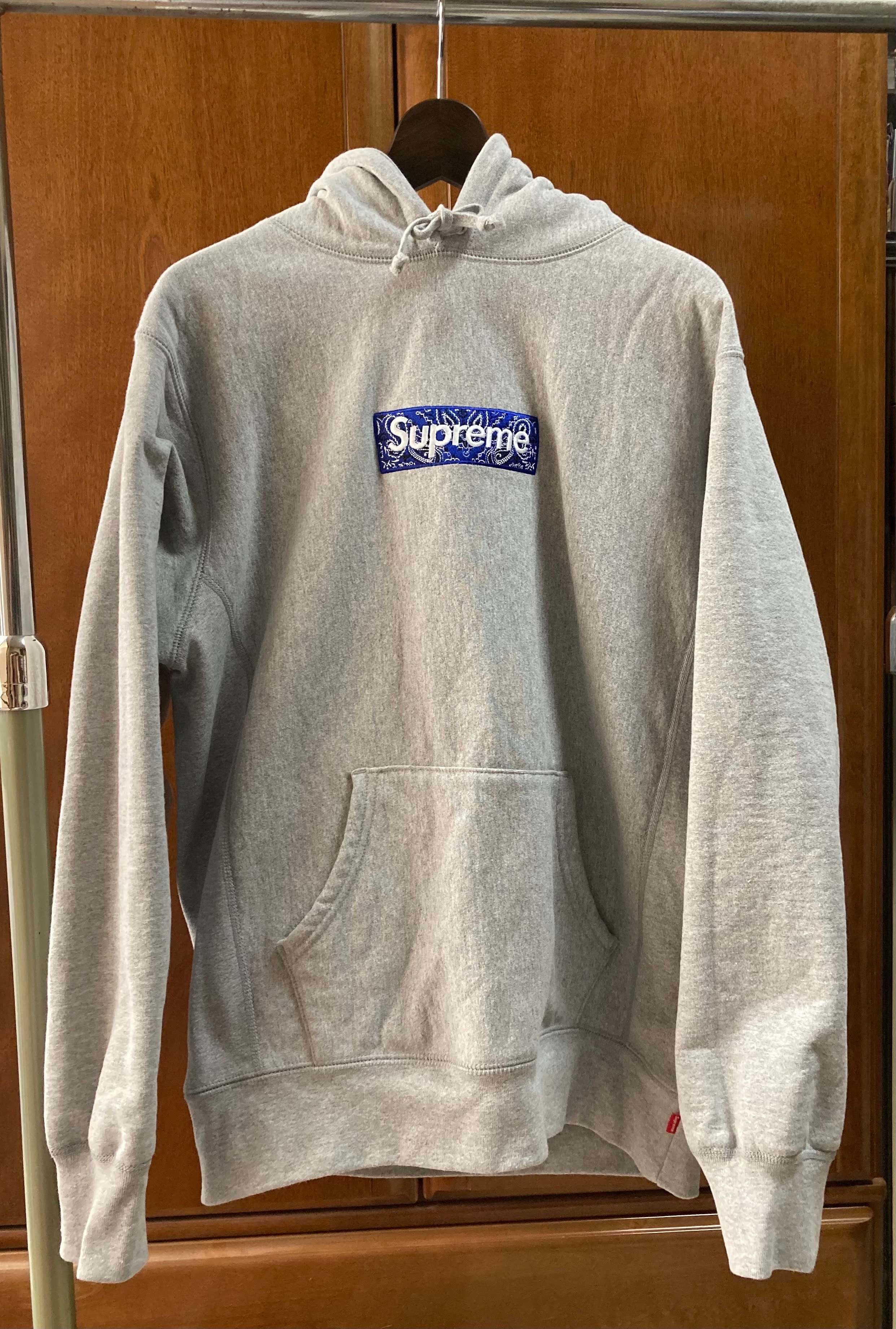 Supreme Bandana Box Logo Hooded Sweatshirt "Grey"