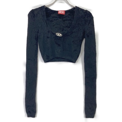 ディーゼル A12411 ブラック M-CHERYL クロップドニットセーター トップス XS