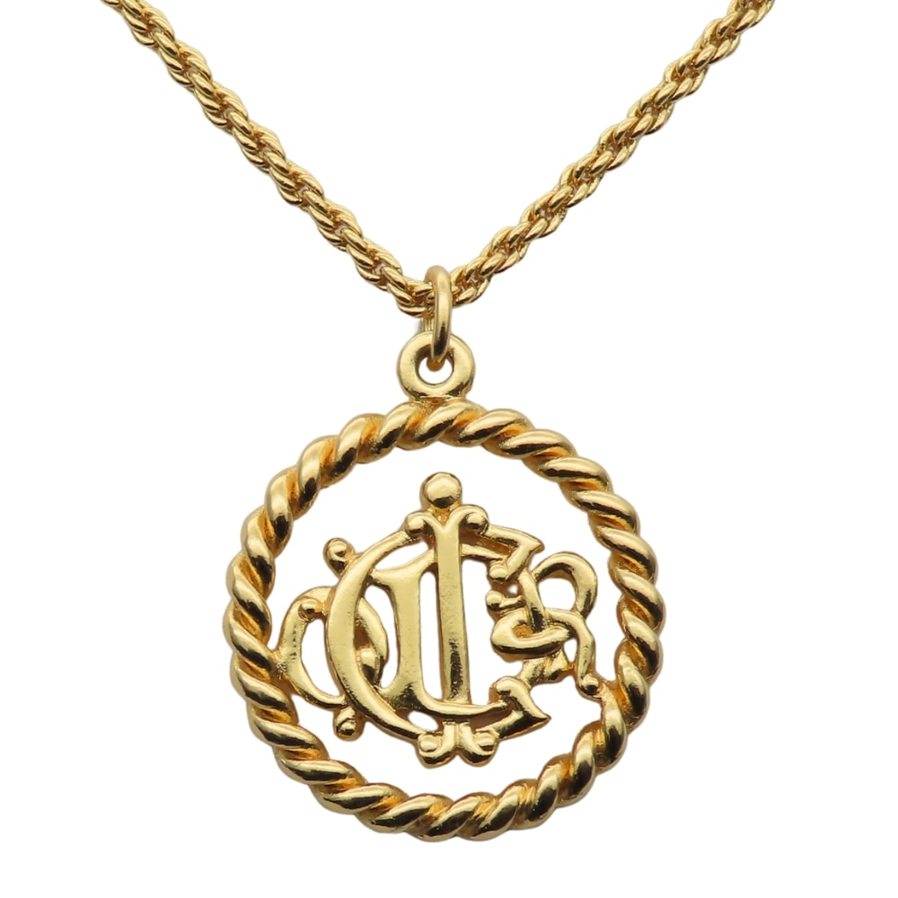 【中古】 クリスチャンディオール ネックレス ロゴ メタル ゴールド メッキ GP アクセサリー レディース 女性 Christian Dior