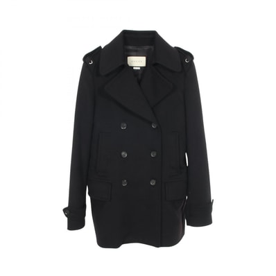 グッチ GUCCI ダブルブレスト ピーコート 衣料品 アウター ウール レディース ブラック系 325072 【中古】