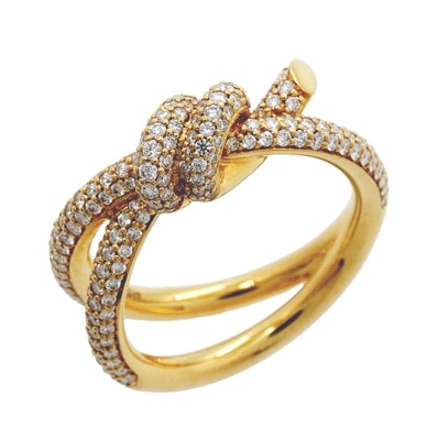 ★SALE【6jgb0379】ティファニー リング ノット/ダブルロウ K18YG イエローゴールド ダイヤモンド 0.62ct 12.5号【中古】レディース