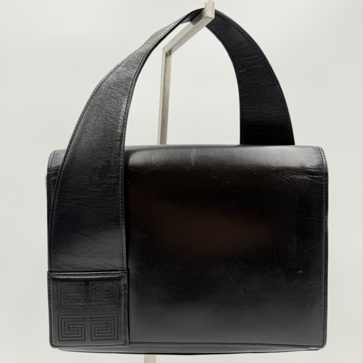 GIVENCHY(ジバンシィ)4Gステッチ ヴィンテージ ハンドバッグ レザー ブラック レディース フラップバッグ ワンハンドル ゴールドトーン金具