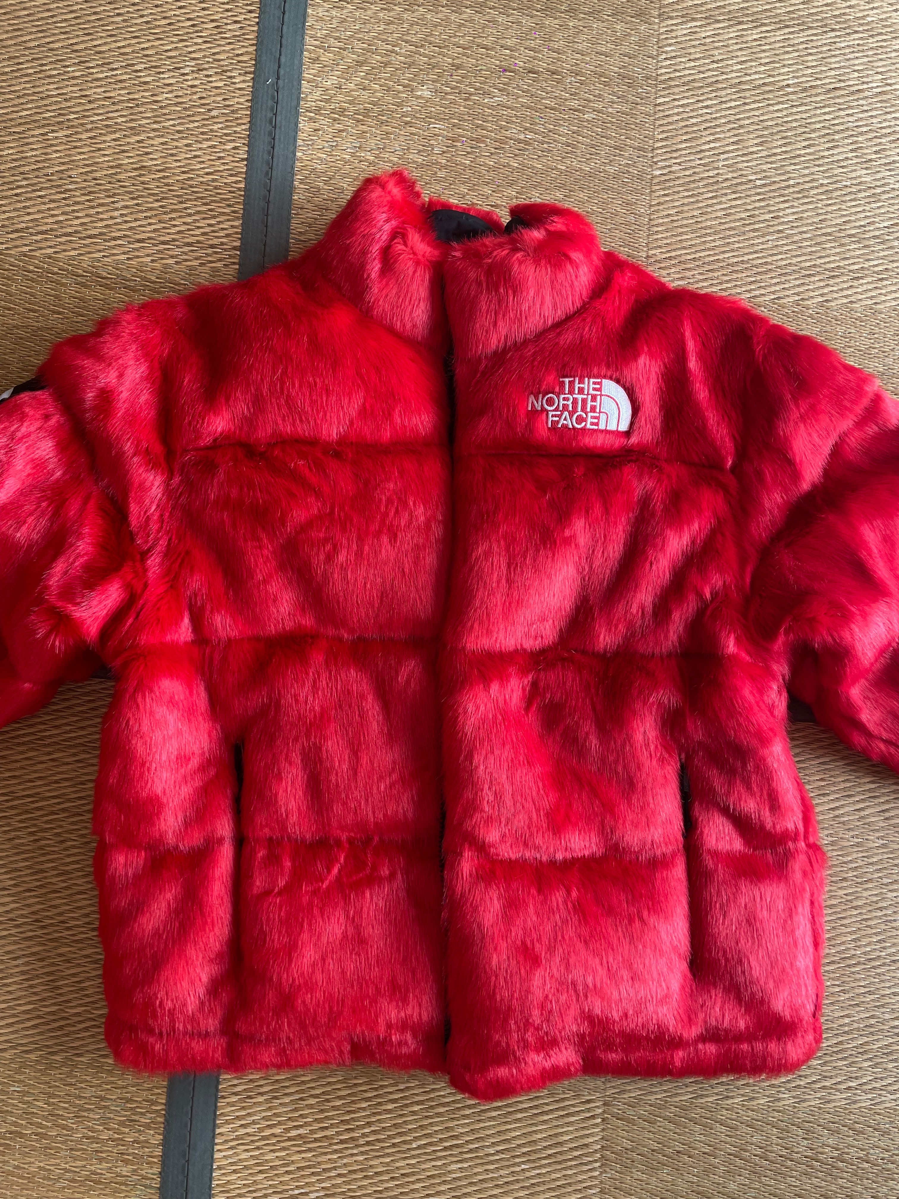 Supreme x The North Face Faux Fur Nuptse Jacket "Red"