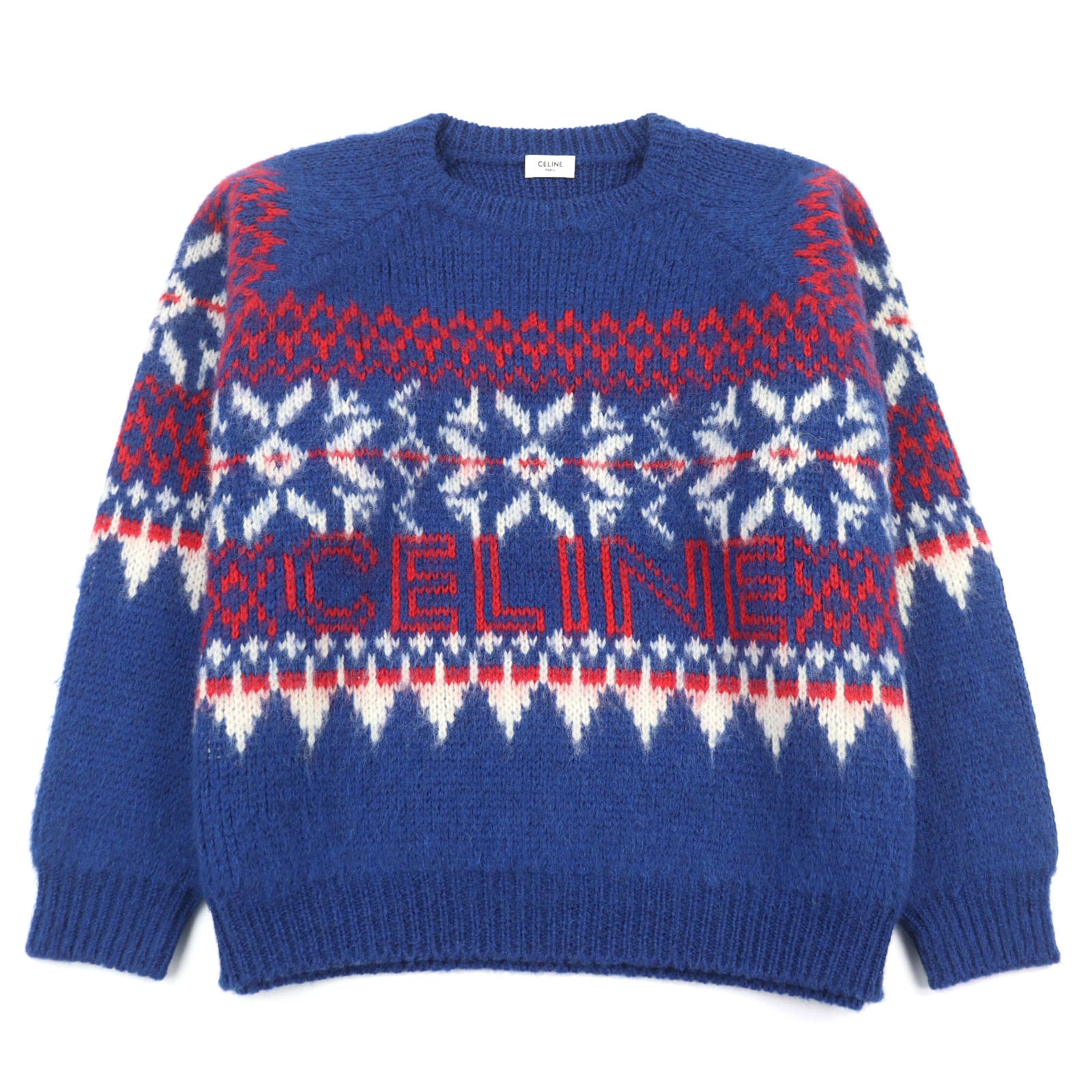 未使用に近い】極美品 セリーヌ ニット フェアアイルロゴ メンズ XL