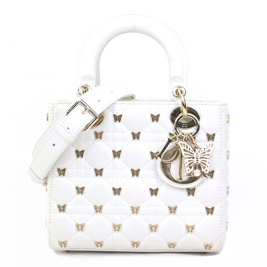 クリスチャンディオール Christian Dior ハンドバッグ ショルダーバッグ レディディオール レザー ホワイト ゴールド レディース【中古】 90149a