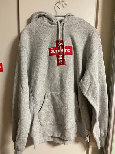 Supreme Cross Box Logo Hooded Sweatshirt "Grey"