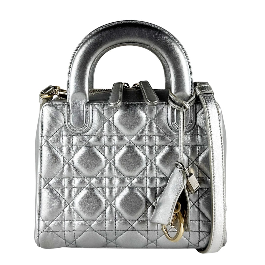 クリスチャンディオール Christian Dior ショルダーバッグ リリー レザー シルバー ゴールド レディース【中古】 z10567
