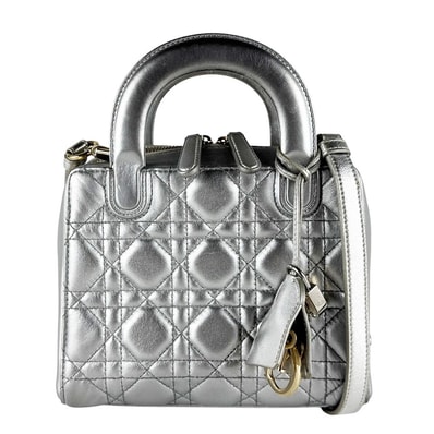 クリスチャンディオール Christian Dior ショルダーバッグ リリー レザー シルバー ゴールド レディース【中古】 z10567