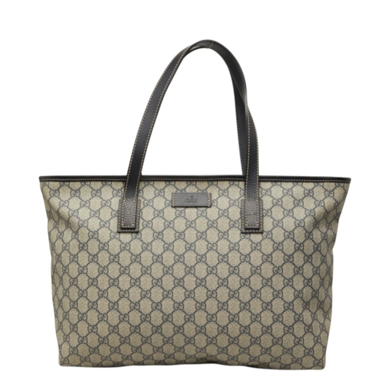グッチ GGスプリーム トートバッグ ハンドバッグ 211137 グレー PVC レザー メンズ GUCCI 中古
