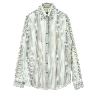 BURBERRY BLACK LABEL バーバリーブラックレーベル 日本製 ストライプ柄 長袖 ボタンダウン コットンシャツ 2 ホワイト系 株式会社三陽商会