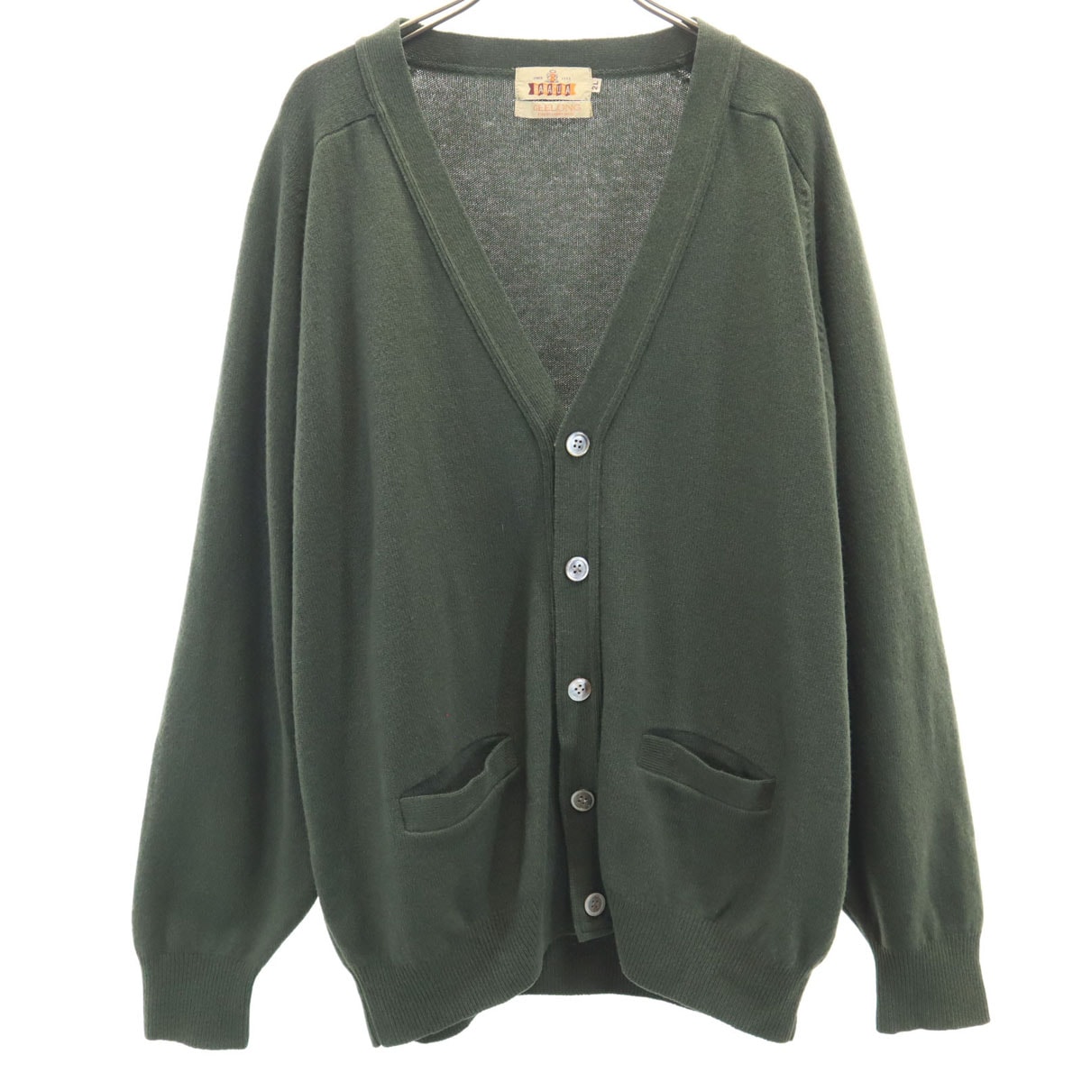 BARACUTA バラクータ 長袖 Vネック ニットカーディガン 2L カーキ
