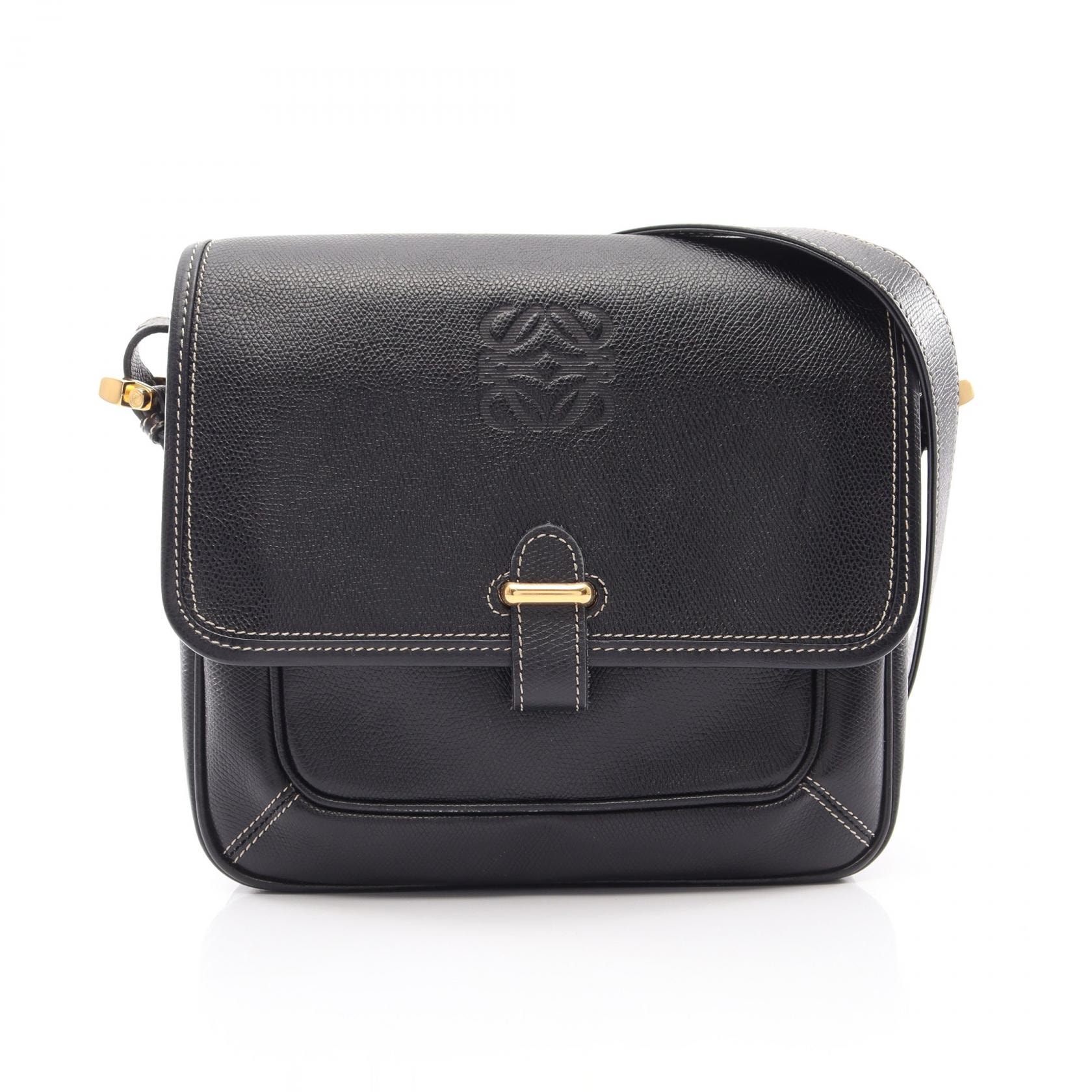 ロエベ LOEWE アナグラム ショルダーバッグ バッグ レザー レディース ブラック系 【中古】