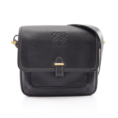 ロエベ LOEWE アナグラム ショルダーバッグ バッグ レザー レディース ブラック系 【中古】