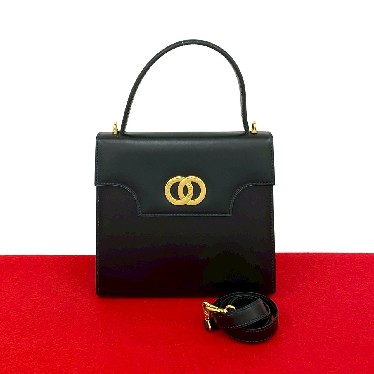 CELINE セリーヌ サークルロゴ 金具 カーフ ショルダーバッグ ネイビー
22399