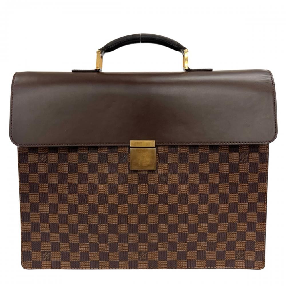 LOUIS VUITTON ルイヴィトン ビジネスバッグ ダミエ・エベヌ アルトナGM N53312 ダミエキャンバス    ブラウン 茶 ゴールド金具 メンズ【中古品】