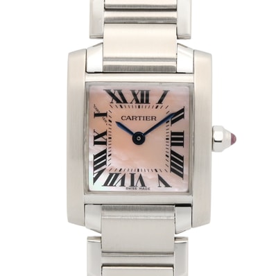 カルティエ CARTIER タンクフランセーズ SM 腕時計 時計 ステンレススチール レディース ピンク系 ピンクシェル W51028Q3 【中古】