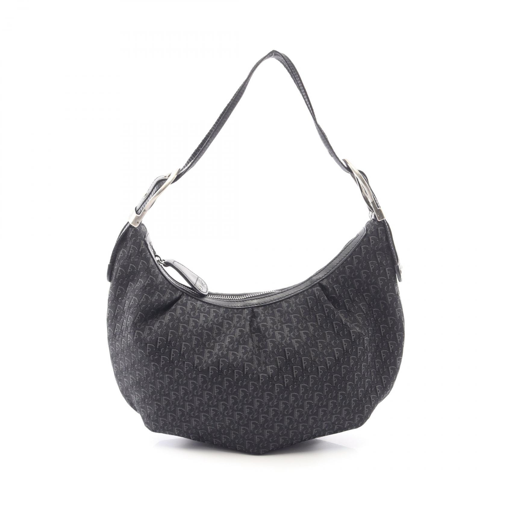 ディオール Dior オブリーク ショルダーバッグ バッグ キャンバス レザー レディース ブラック系 【中古】